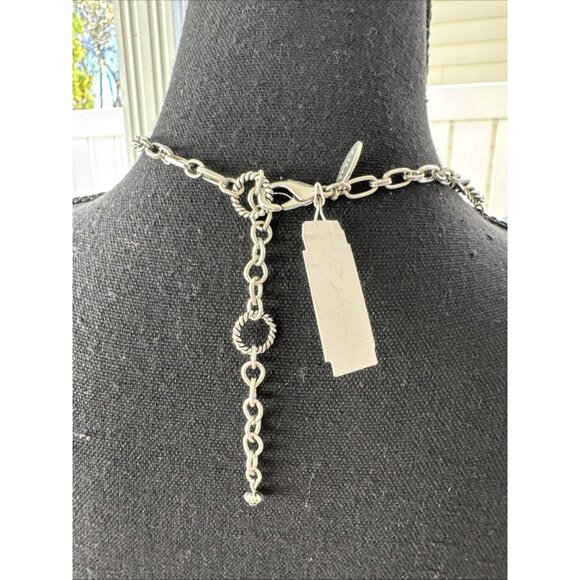 Chicos Pewter Bead Silver Tone 18" Long Rope Link Chain Statement Necklace NEW - Picture 10 of 12